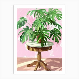 Monstera Plant On A Table Art Print