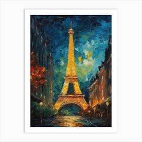 Eiffel Tower Paris France Vincent Van Gogh Style 4 Art Print