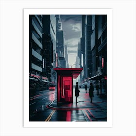 Street Scene At Night Art Print