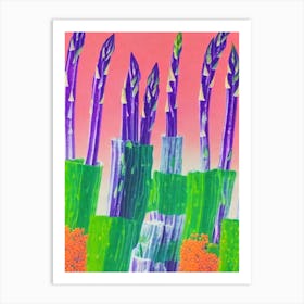 Asparagus Risograph Retro Poster vegetable Art Print