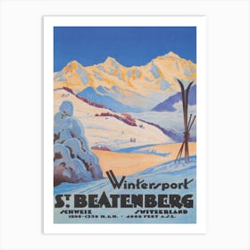 Winterport St Beatenberg Switzerland Vintage Poster Art Print
