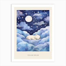 Baby Polar Bear 2 Sleeping In The Clouds Nursery Poster Art Print