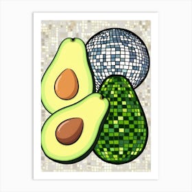 Avocado And Disco Ball 1 Art Print