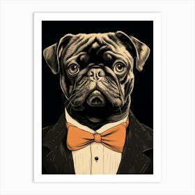 Pug Dog In Tuxedo Art Print