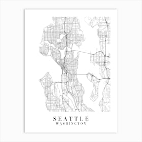 Seattle Washington Street Map Minimal Art Print