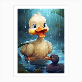 Cartoon Mother Duck And Duckling 3 Art Print
