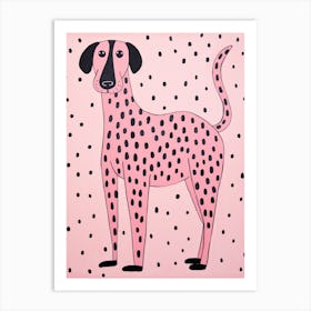 Pink Polka Dot Dog 1 Art Print