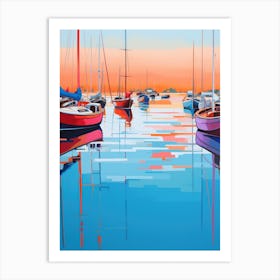 Sailboats At Sunset 11 Art Print