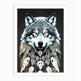 Wolf With Feathers 8 Art Print