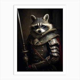 Vintage Portrait Of A Bahamian Raccoon Dressed As A Knight 3 Art Print