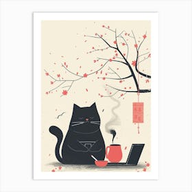 Cat On A Laptop Art Print