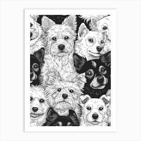 Perfectly Repeatable Artwork With Cute Dog Faces 09 Art Print