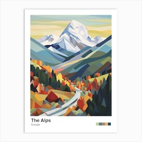 The Alps   Geometric Vector Illustration 2 Poster Art Print