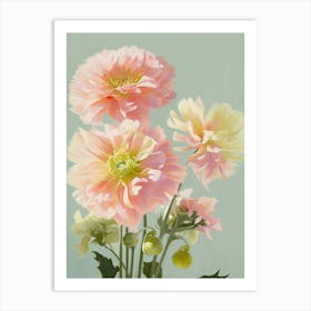 Dahlia Flowers Acrylic Painting In Pastel Colours 10 Art Print