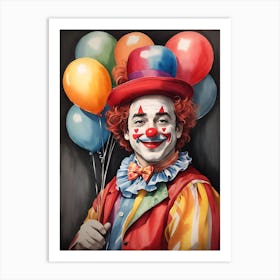 Clown With Balloons 1 Art Print