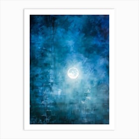 Abstract Grunge Pattern Backlit By A Luminous Moon Cutting Through A Foggy Night Sky Texture Palpa (2) Art Print