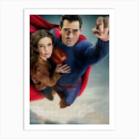 Superman And Lois In A Pixel Dots Art Style Art Print