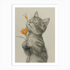 Cute Cat Drawing Art Print