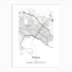 Volos,Greece Minimalist Map Art Print