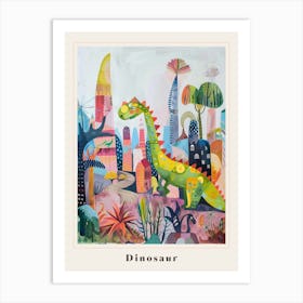 Abstract Geometric Colourful Dinosaur Painting 1 Poster Art Print