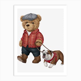 Teddy Bear And Bulldog Art Print