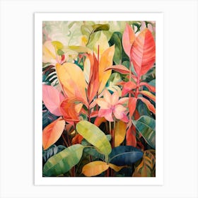 Tropical Plant Painting Rubber Tree Plant 4 Art Print