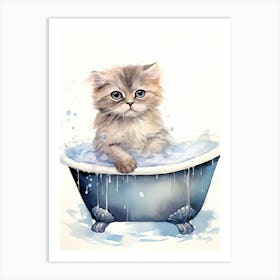 Scottish Fold Cat In Bathtub Bathroom 1 Art Print