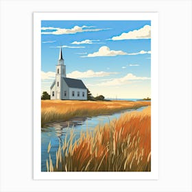 Cape Cod Massachusetts, Usa, Flat Illustration 4 Art Print