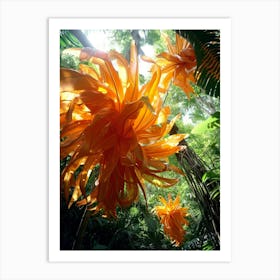 Orange Flowers In The Forest Art Print