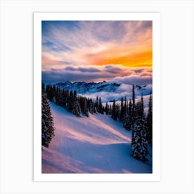 Solda, Italy Sunrise Skiing Poster Art Print