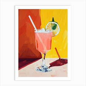 Pink Cocktail, Mid century Art Print