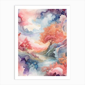 Asian Watercolor Painting Art Print