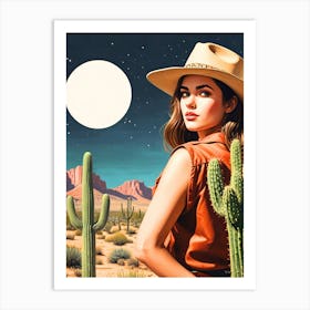 Cowgirl In The Desert Art Print