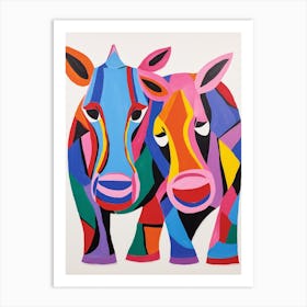 Colourful Kids Animal Art Rhinoceros 1 Art Print