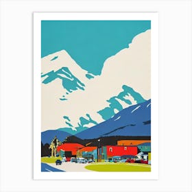 Cardrona, New Zealand Midcentury Vintage Skiing Poster Art Print