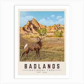 Badlands Minimalist Travel Poster Art Print