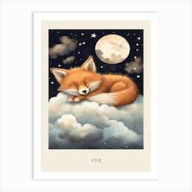 Baby Fox 11 Sleeping In The Clouds Nursery Poster Art Print