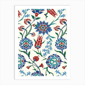 Turkish Floral Pattern - Iznik Turkish pattern, floral decor Art Print
