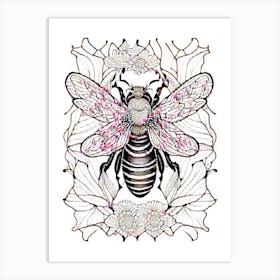 Sting Bee Pink William Morris Style Art Print