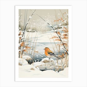 Winter Bird Painting Finch 3 Art Print