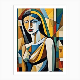 Woman Portrait Cubism Pablo Picasso Style (13) Art Print