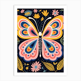 Butterfly With Flowers Art Print