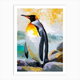 King Penguin Santiago Island Colour Block Painting 3 Art Print