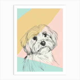 Havanese Dog Pastel Line Painting 3 Art Print