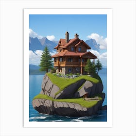 Beautiful House on the Lakeside 2 Art Print
