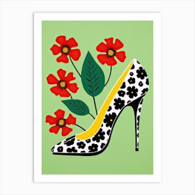High Heeled Shoe With flowers Art Print