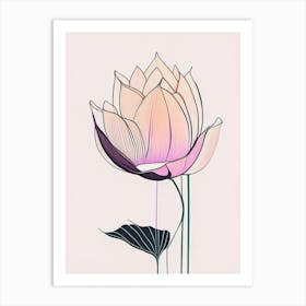 Giant Lotus Minimal Line Drawing 1 Art Print