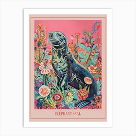 Floral Animal Painting Elephant Seal 4 Poster Art Print