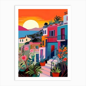 Greece At Sunset Art Print