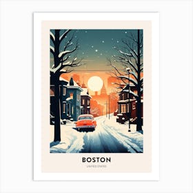 Winter Night  Travel Poster Boston Usa 4 Art Print